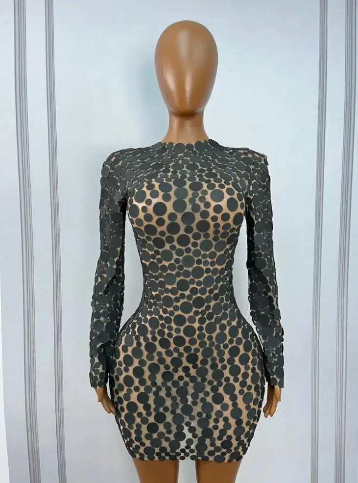 New Design White Foam Dots Foam Fashion Dress Women Night Club Birthday Party Celebration Stretch Costume Party xiaoxue
