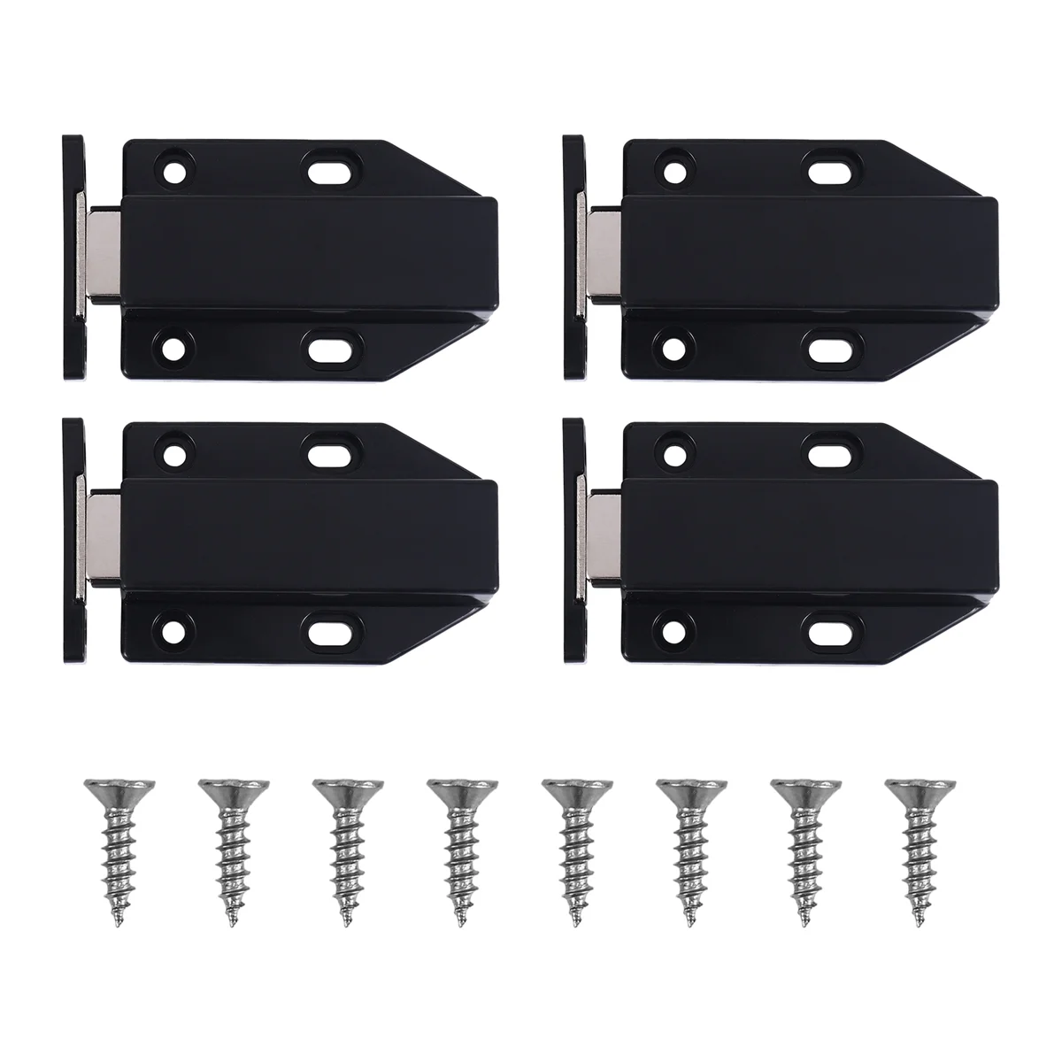 Push Latch Heavy Duty 4 Pack Push to Open Cabinet Hardware Magnetic Contact Latches for Large Door Push Black