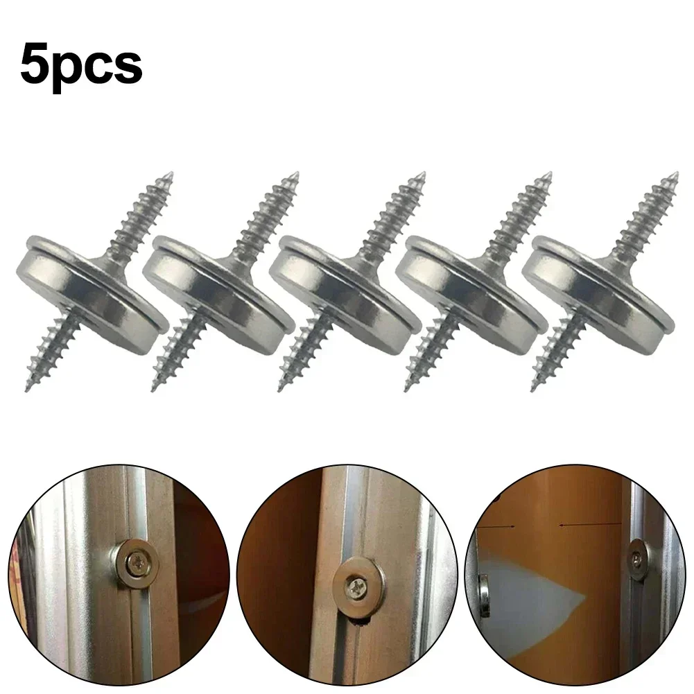 5 Set Magnetic Latch Set Magnetic Cabinet Catch Set Cupboard Door Fastener Latch Magnet Kitchen Pull Round Magnet + Screws Kit