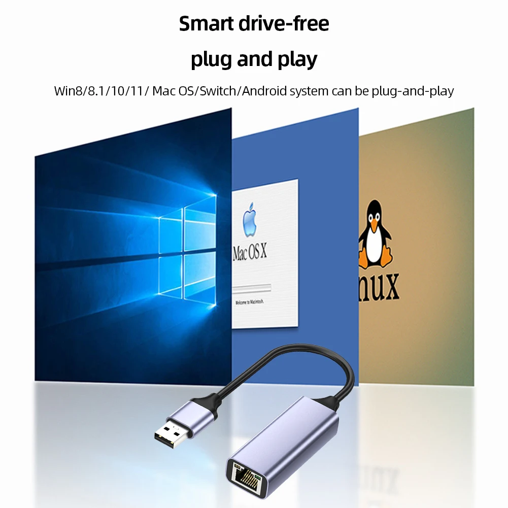 USB-интернет-адаптер 1000 Мбит/с для ПК RJ45 USB 3,0 Gigabit 100 Мбит/с/1000 Мбит/с USB-адаптер локальной сети Type-C Gigabit 2,5G для ноутбука/телевизора