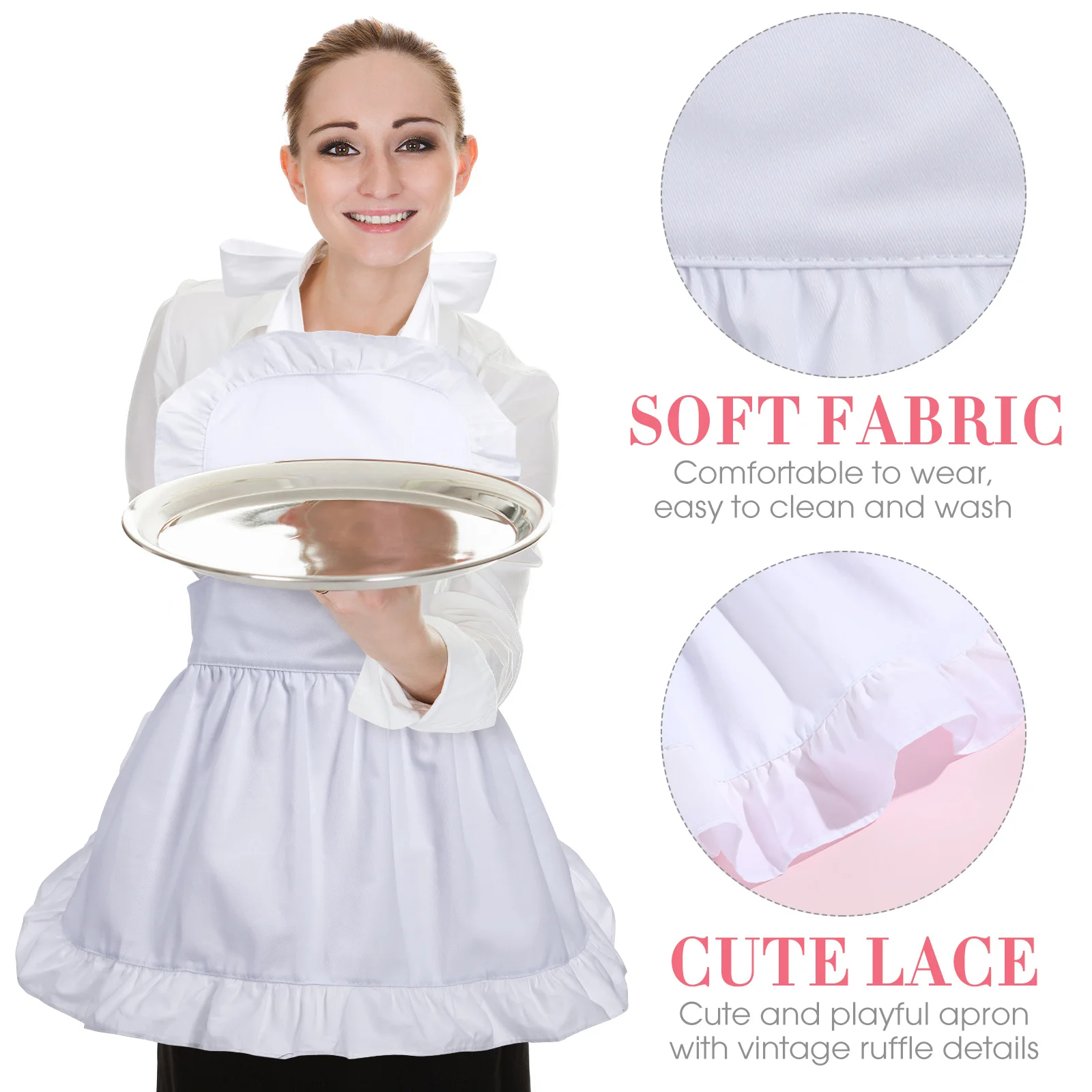 Waitress Apron Cotton for Women Kitchen Bib Waterproof Chef Dress Vintage Barbecue Workwear Adult Apron White Design Style