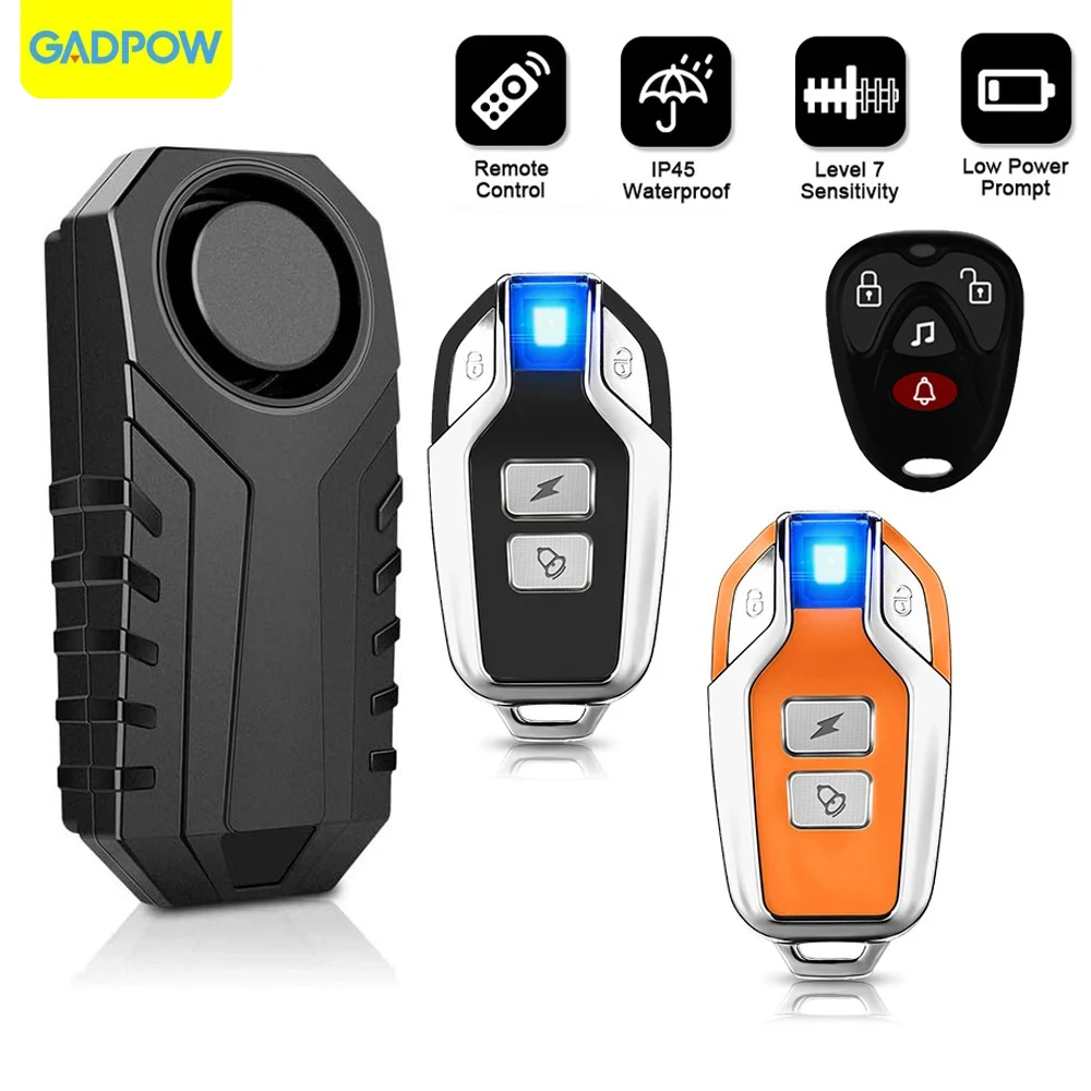 Gadpow bezprzewodowy alarm wibracyjny motocykla IP55 wodoodporny alarm rowerowy pilot antykradzieżowy detektor rowerowy System alarmowy