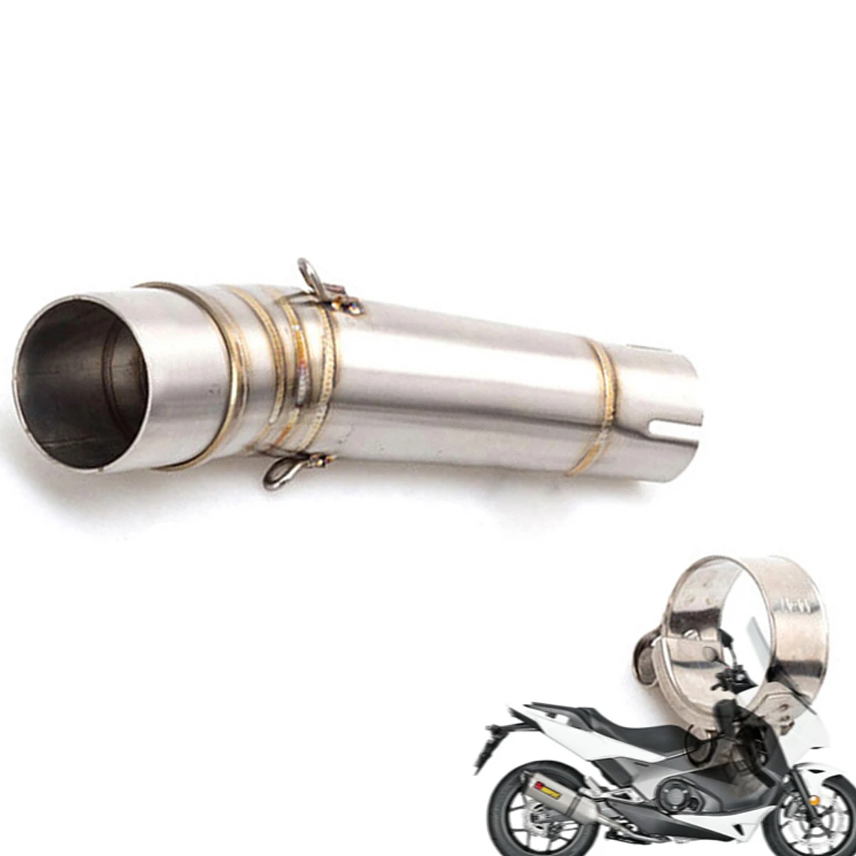51mm Heat Resistant Stainless Steel Curved Mid Exhaust Pipe No Cut Installation For Honda NC700 NC750 Motorbike