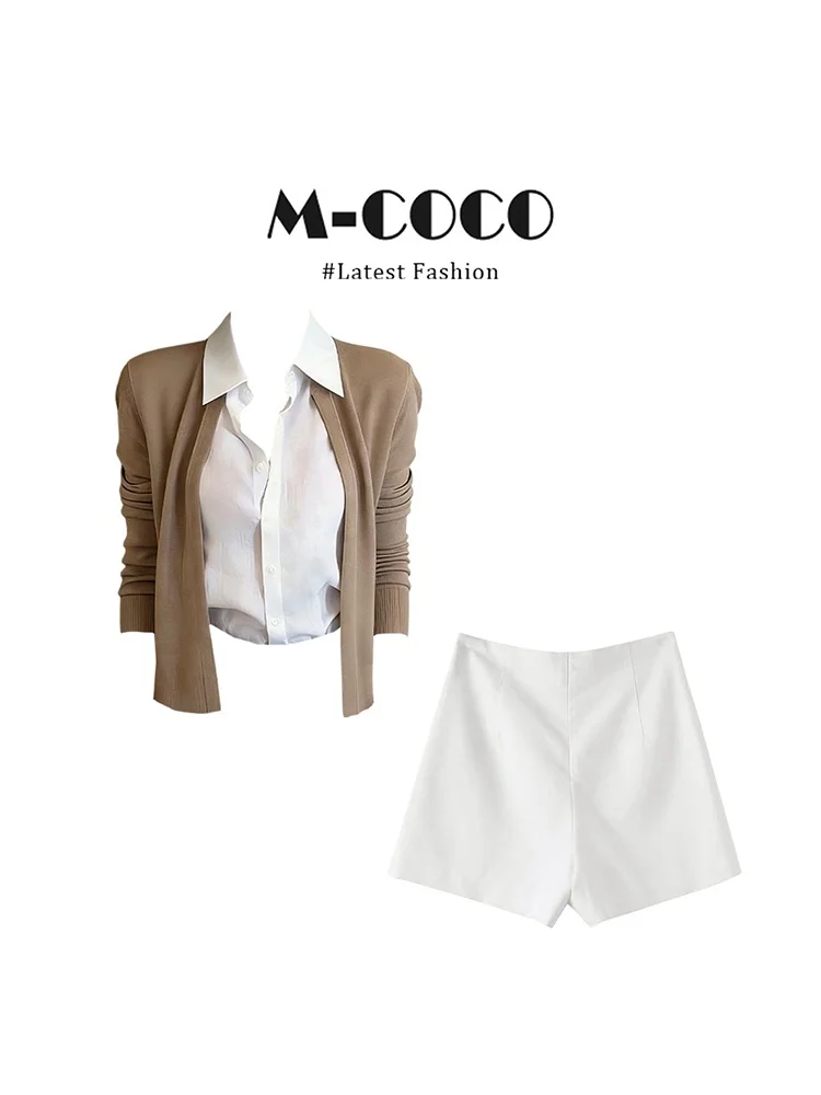Marie Color Block Collar Shirt And Pants Set Women's Fashion Spring Collection Slim Fit Long Pants Short Shirt Fake Two-Piece...