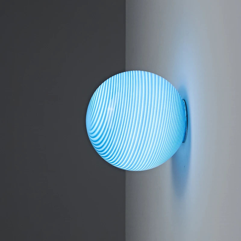 Colored Glass Spherical Wall Lamp Bauhaus Living Room Background Corridor Entrance Balcony Cream Wind LED Bedroom Bedside Light