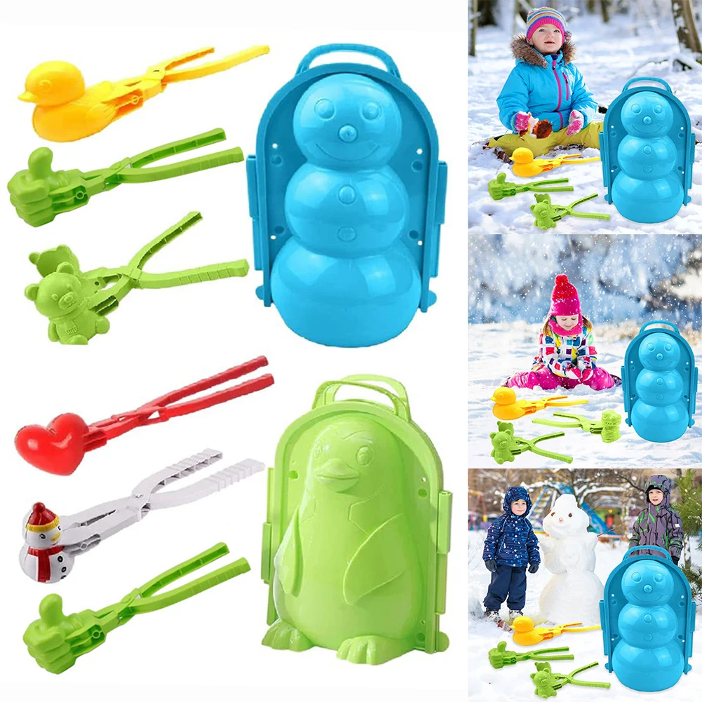 Urso e pato Snowball Maker Clip, Snow Clay Ball Maker, Snowballs criativos, pá de neve para crianças, brinquedos esportivos de inverno, fofo