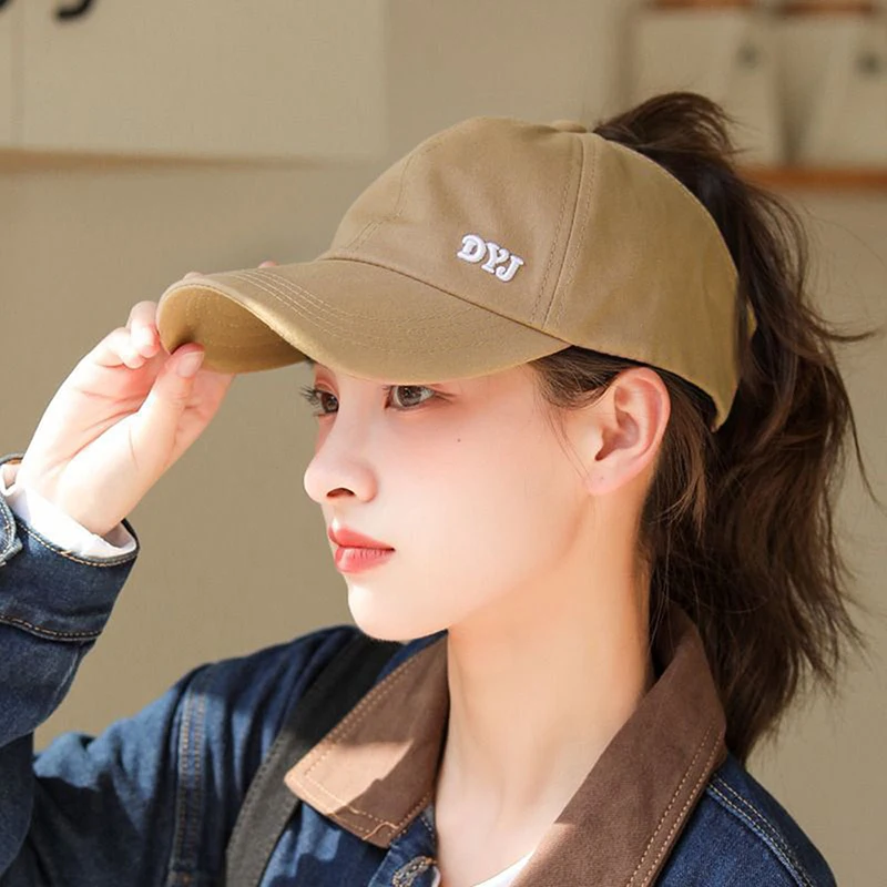 Summer Solid Color Baseball Caps Golf Wear Women Sport Leisure Ponytail Hat Mesh Quick-Drying Half-Hollow Men's Peaked Cap