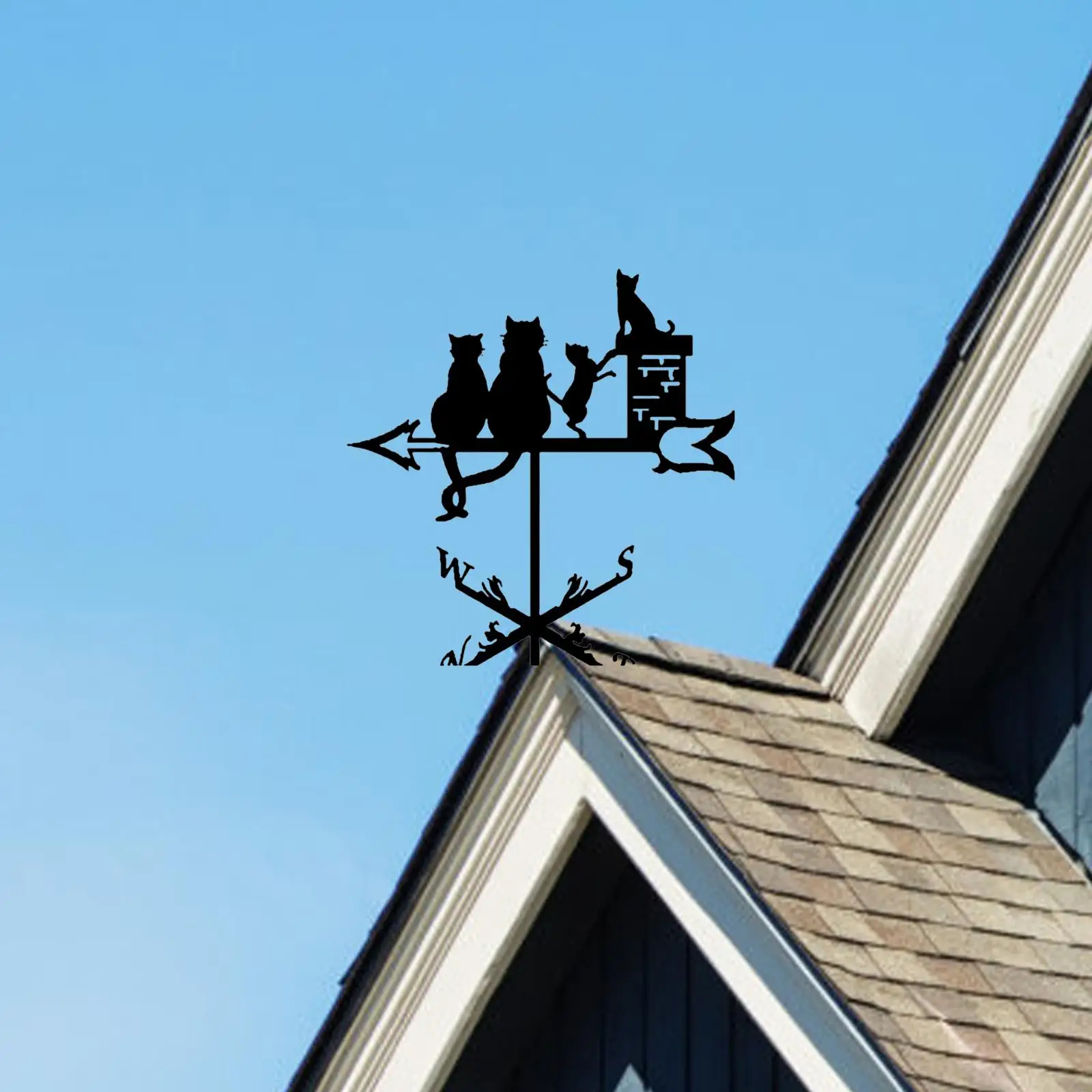 

Cat Metal Weathervane Vintage Weathercock Iron Art Ornament Weather Vane for Farmhouse Cottage Outside Garden Decor Terrace