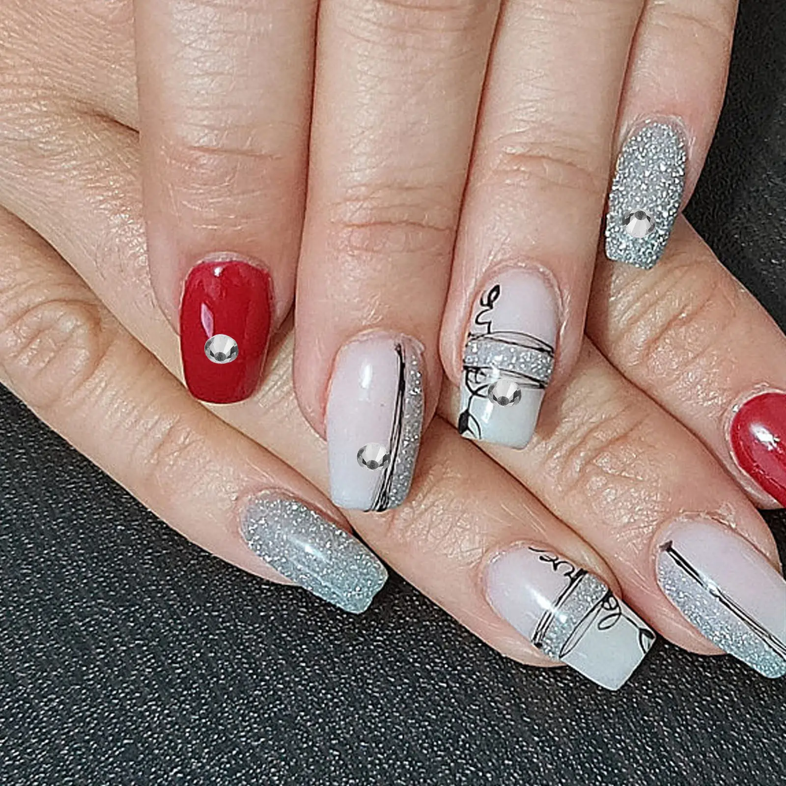 1 ボックスプレミアムネイルチャームフラットバックラインストーンネイルアート DIY デコレーションアクリルネイルマニキュアクラフト装飾用