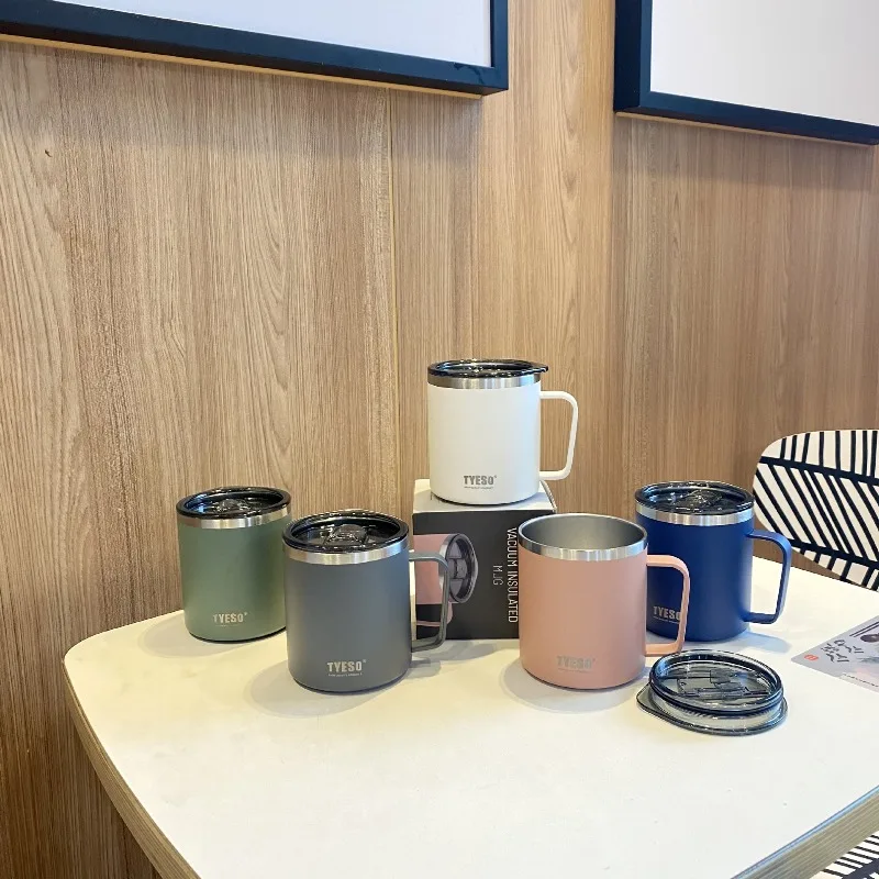 Tyeso 400ML Stainless Steel with Lid Insulated Coffee Cup for Office Home Water Bottle Office Home Portable Thermal Tea Mug