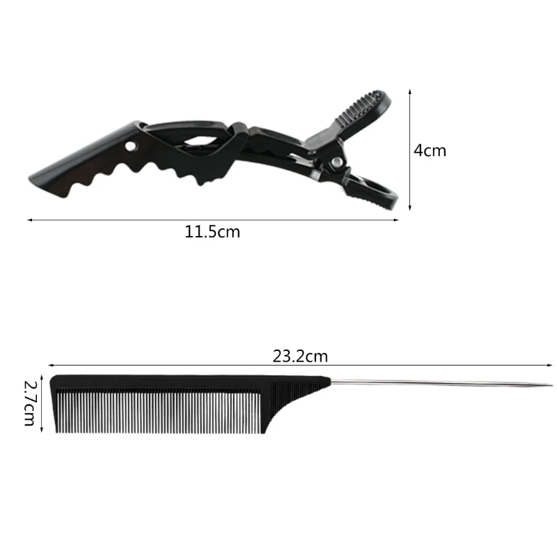 652F 1 conjunto grampos cabelo da antiderrapante, pente cauda aço, ferramenta cabeleireiro para salão