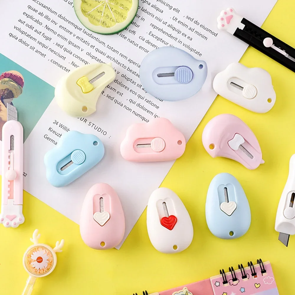 Cartoon Mini Pocket Art Utility Knife Craft Wrapping Box Paper Envelope Cutter DIY Tools Student Art Supplies Stationery