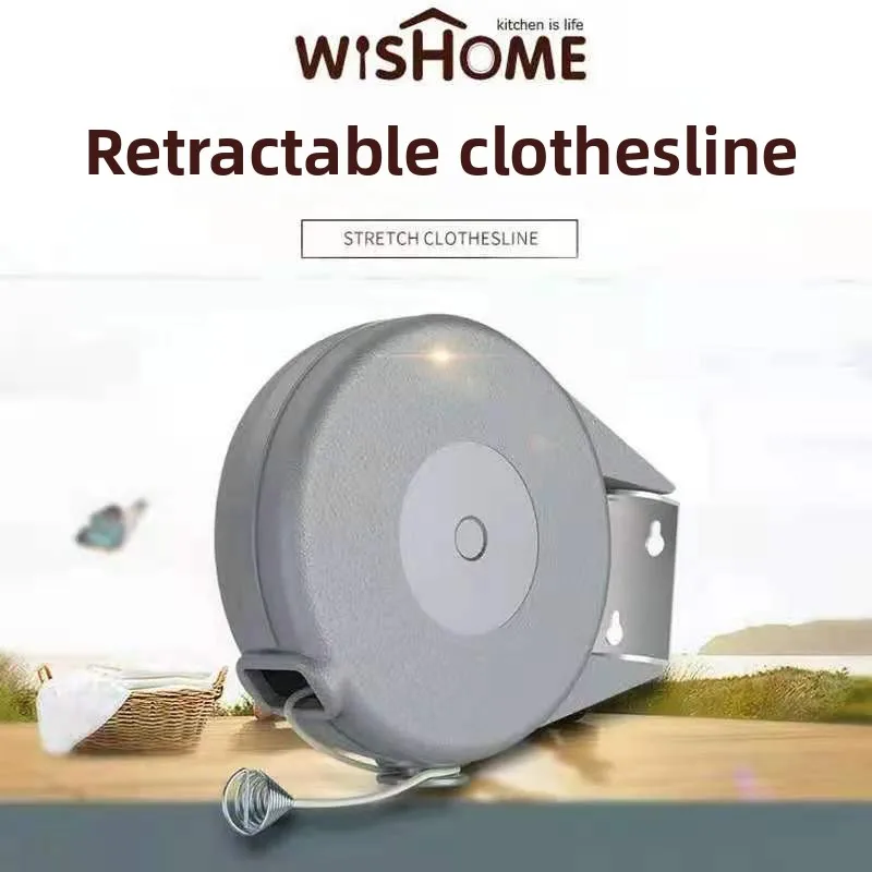 Somenie - Étendoir à linge rétractable, sans perçage, robuste et antidérapant, invisible, capacité de 12 mètres