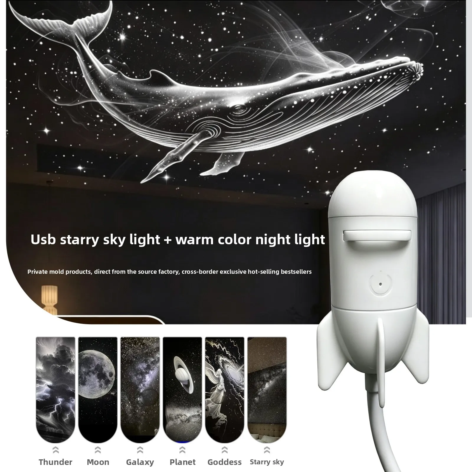 Starry Sky Ceiling Projection Night Light, Dynamic Ambience Lamp, Creative Decorative Item for Bedroom Bedside