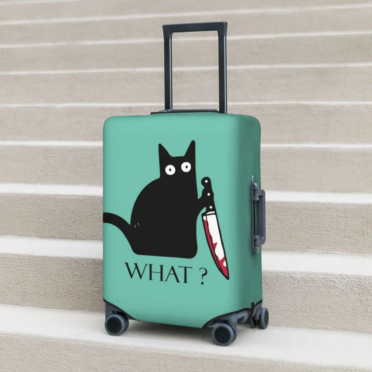 What Cat Funny Suitcase Cover Murderous Animal Cartoon Cute Elastic Travel Protector Luggage Accesories Flight