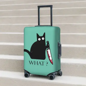 What Cat Funny Suitcase Cover Murderous Animal Cartoon Cute Elastic Travel Protector Luggage Accesories Flight
