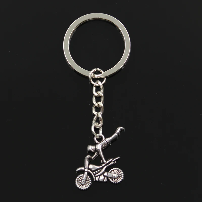 New Fashion Keychain 25x25mm Motorcycle Motorcross Pendants DIY Men Jewelry Car Key Chain Ring Holder Souvenir For Gift