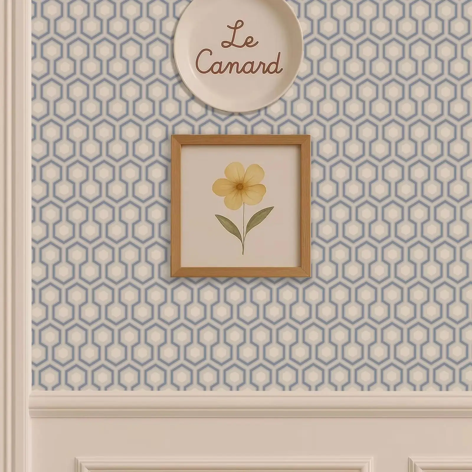 Peel and Stick Wallpaper,Hexagon Trellis Print Wall Mural,Renter Friendly Modern Nursery Room Decor,Self-adhesive Or Traditional