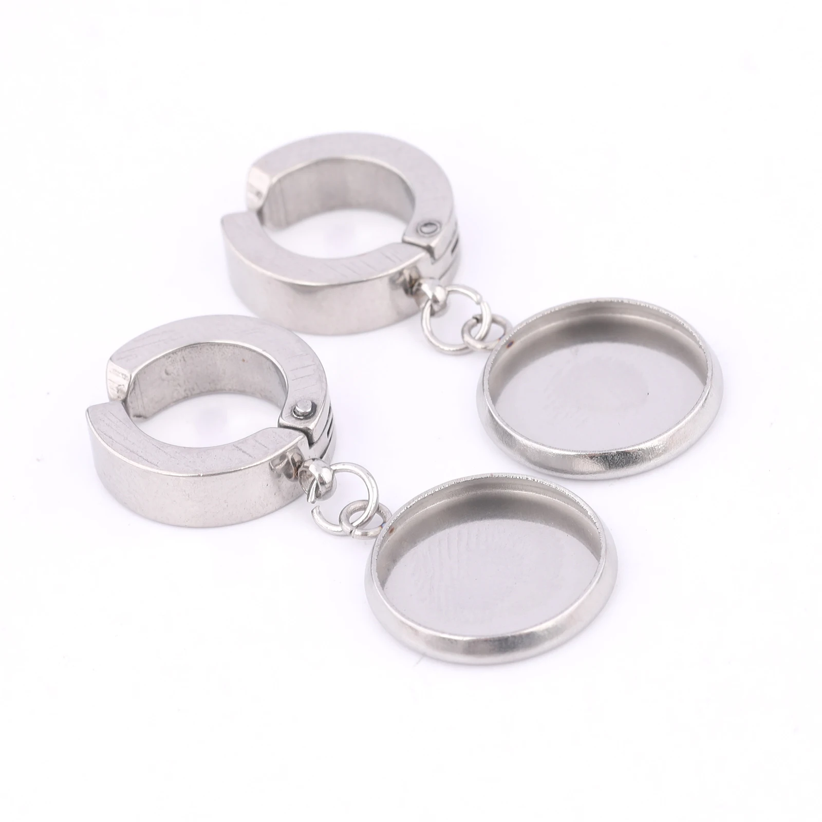 10 pçs clipe de aço inoxidável em ganchos brinco descobertas caber 12mm cabochão brincos base configuração espaços em branco diy jóias fazendo