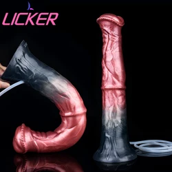 LICKER Horse Squirting Dildo Realistic Masturbator Animal Penis With Suction Cup Butt Plug Sex Toys Vaginal Massage For Women