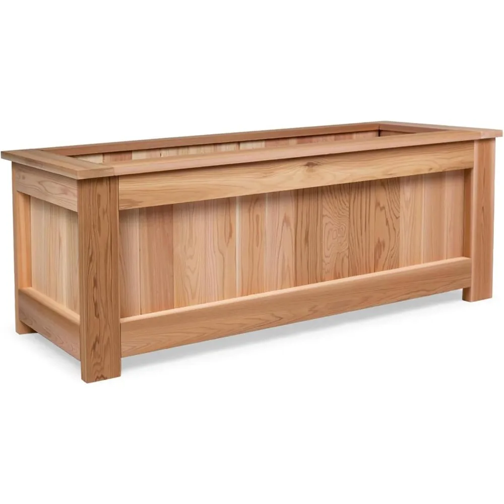 

All Things Cedar 4 Foot Cedar Box Planter, Elevated Outdoor Garden Bed, Natural