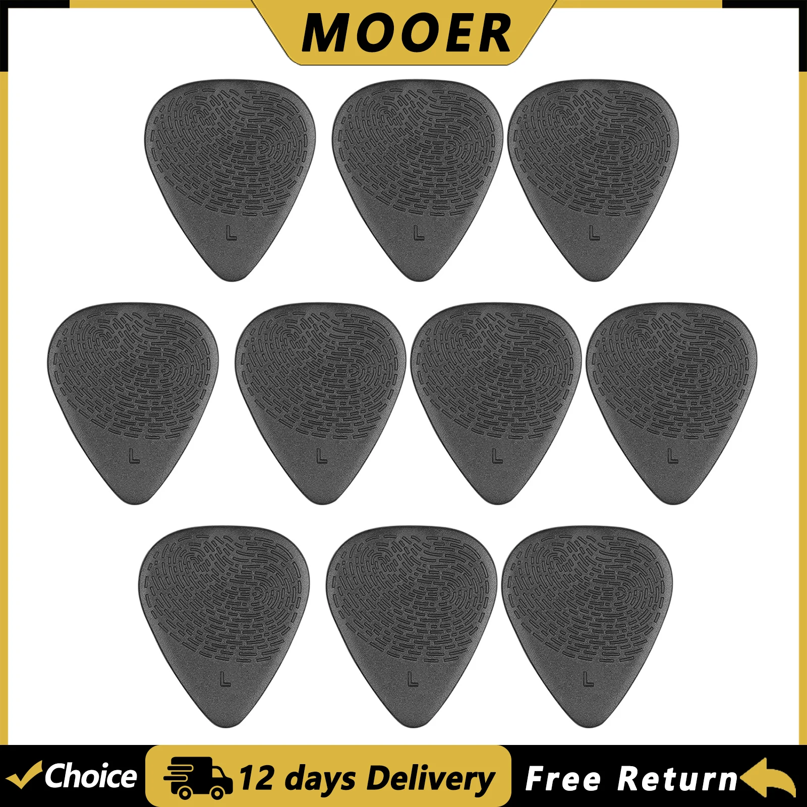 MOOER Juego de 10 Púas de Guitarra Antideslizantes de 0.7mm/1.37mm, Púas para Guitarra Eléctrica, Accesorios para Tocar Rápido