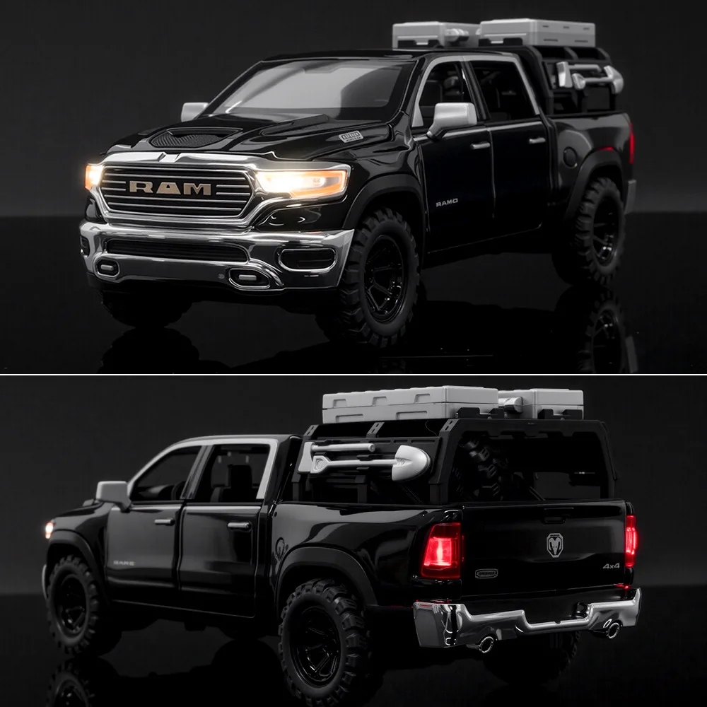 1:32 Ram 1500 TRX Mammoth Off Road Pickup Truck Alloy Diecast Model Car Sound And Light Pull Back Toy Car Present view 5