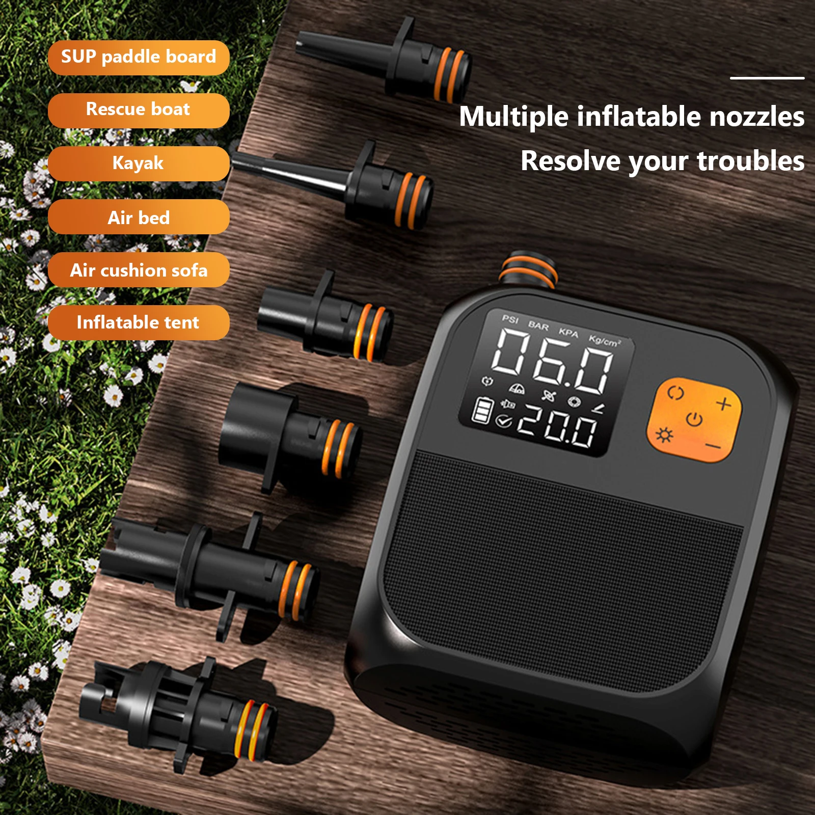 SUP Boat Accessories High Pressure 25PSI Portable Air Compressor Inflation Paddle Board Pump for Surfing Kite Mattress Tent