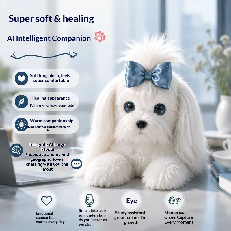 Brinquedo de Pelúcia Interativo AI para Cães, Companheiro Emocional Macio e Fofo com Memória de Conversação, Ótimo Presente para Estudantes e Adultos