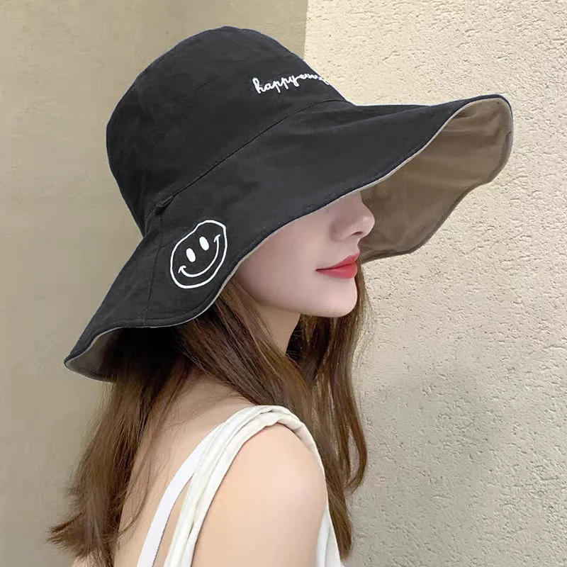 Women's Wide-Brimmed Sun Hat - 100% Cotton Fisherman Hat, Korean and Japanese Style Summer Travel Beach Outdoor Activity Sun Hat view 5