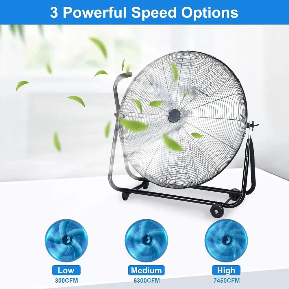 Dynamic 30-Inch Floor Fan with Roll Booster - Industrial-Grade Airflow, 360 Degree Adjustable Tilt, and Portable Design