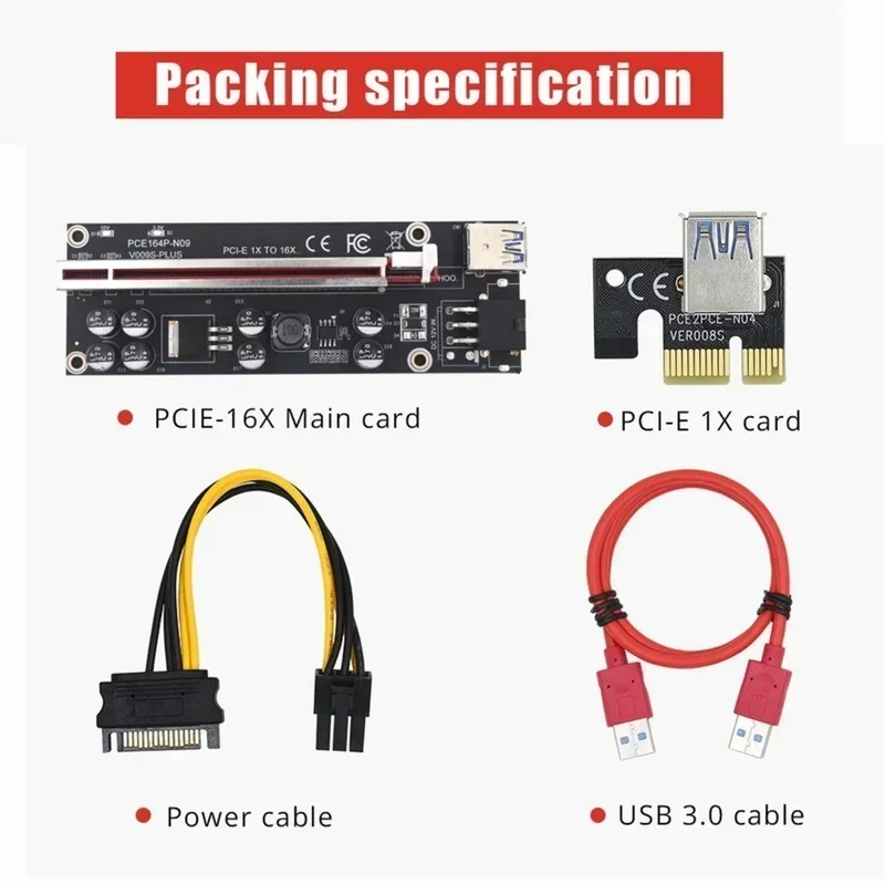 PCI Express 연장 케이블, USB 케이블, GPU 그래픽 카드용 PCIe 어댑터, 30CM 60CM 100CM, 라이저 카드, 1X 16X 3.0 Ver009SPlus