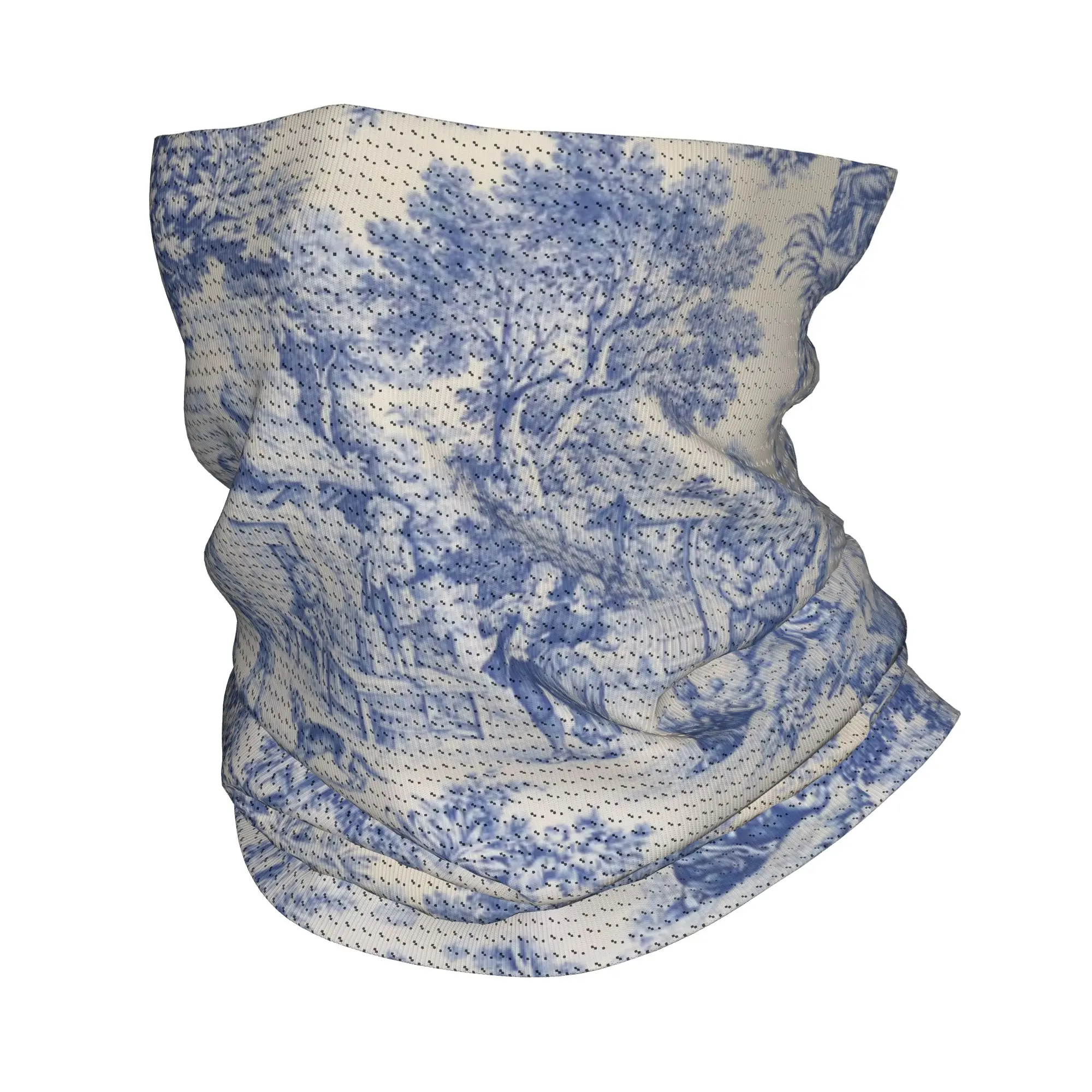 Vintage Fashion De - ผ้าพันคอแบบคลาสสิคสไตล์วินเทจลาย Toile De Jouy สีน้ำเงินกรมท่า สำหรับการเดินป่า