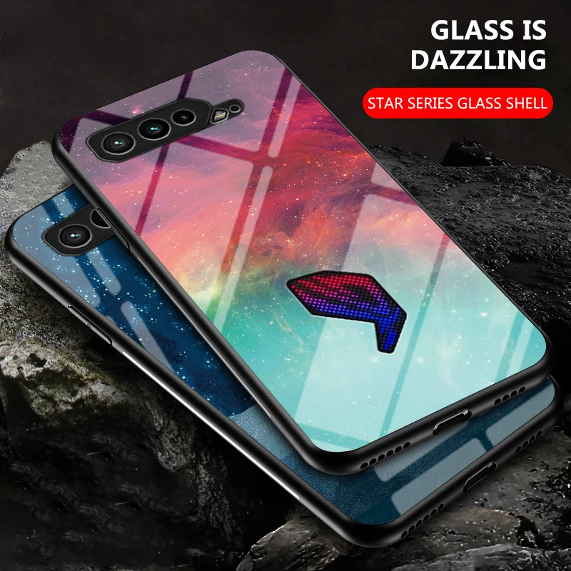 Для Asus ROG Phone 5 ZS673KS искусственная Звездная зернистая задняя крышка из закаленного стекла Противоударная задняя крышка для телефона Asus Rog Phone 5 Rog5 ZS673KS