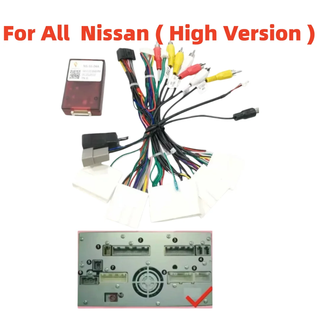 For All Nissan (High Version) Cable 16 Pin Plug Wiring Harness Power XP Canbus Box Decoder Adapter Android Car Radio NS-SS-04A