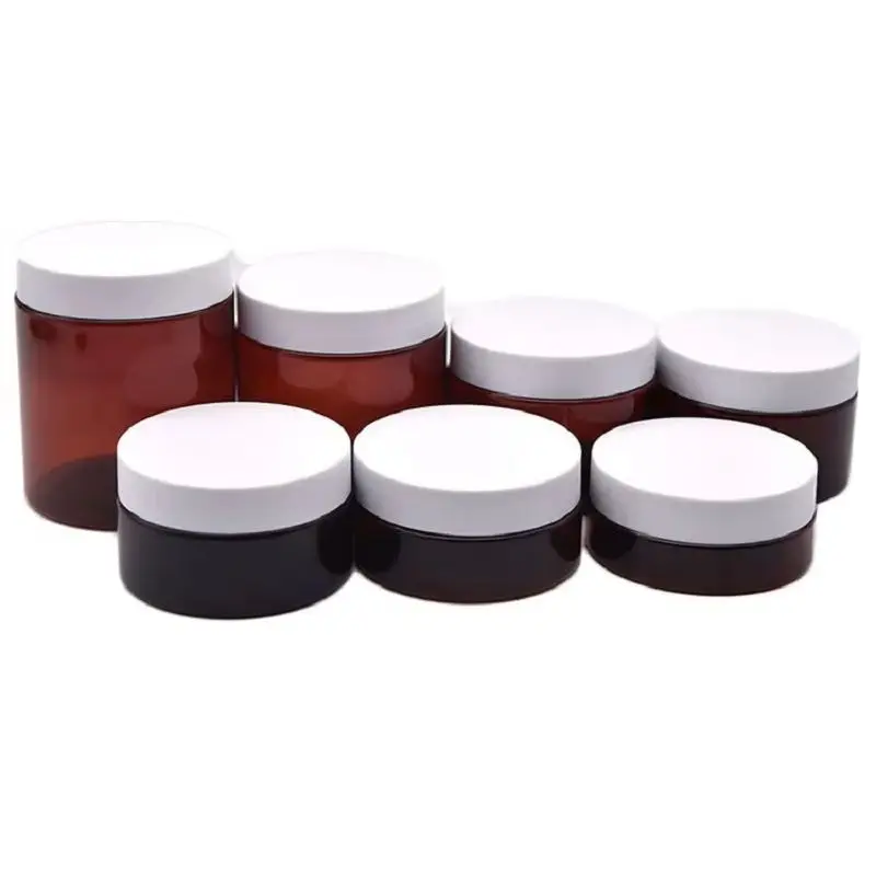 

24Pcs Cosmetic Jar Matte White Lid 50g 80g 100g 120g 150g 200g 250g Clear Brown Pot Refillable Portable Empty Wide Mouth Bottles