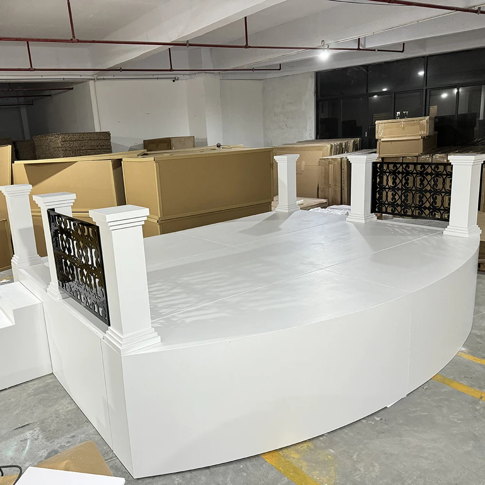 Popular Luxury Rectangle Stage With Round Stair Acrylic Wedding Stage Platform Decor Portable Acrylic Stage