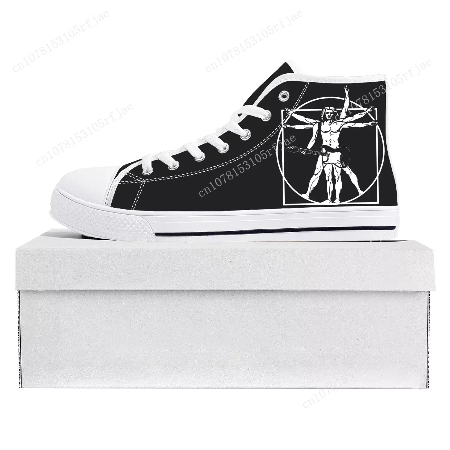 

Vitruvian Man Guitar Da Vinci High Top High Quality Sneakers Teenager Mens Womens Canvas Sneaker Custom Casual Couple Shoes