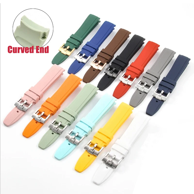 Kautschukarmband mit gebogenem Ende für Omega x Swatch Moonswatch, 20 mm, weiches Silikon-Uhrenarmband, wasserdichtes Sportarmband für Männer und Frauen