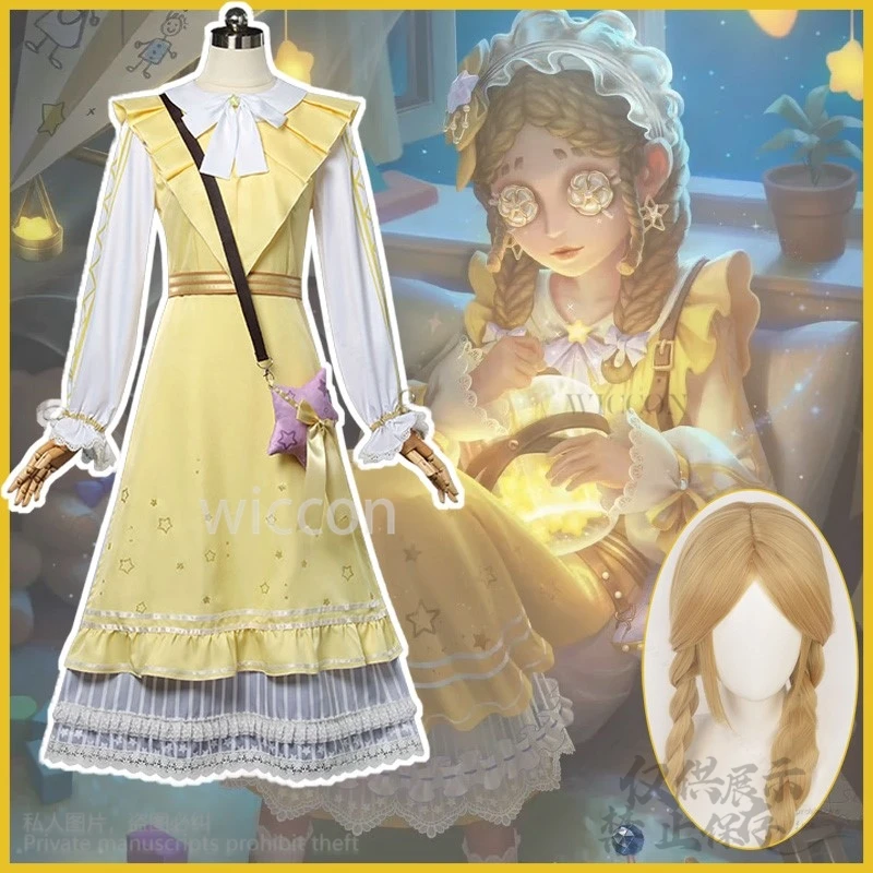 Anime Game Identity V Cosplay Anne Lester Toy Merchant Costume Shimmer Wig Yellow Dress Lolita Girls Halloween Suit Customized