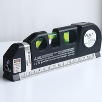 Laser Level Multi-purpose Cross Line Level Tool with 8FT Measuring Tape and Metric Rulers for Carpentry and Woodworking