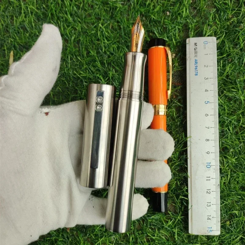 

New Luxury Huge Titanium Full Metal Fountain Pen Jinhao Large NO.8 Nib Leadership President Business Writing Smooth Office Gift