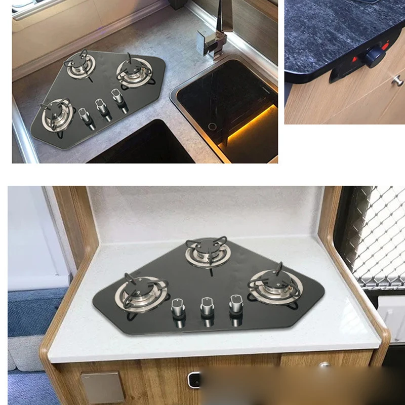

RV Popular Gas Stove Glass Countertop Stainless Steel Three Eye Gas Stove GR-B005 RV Parts & Accessories