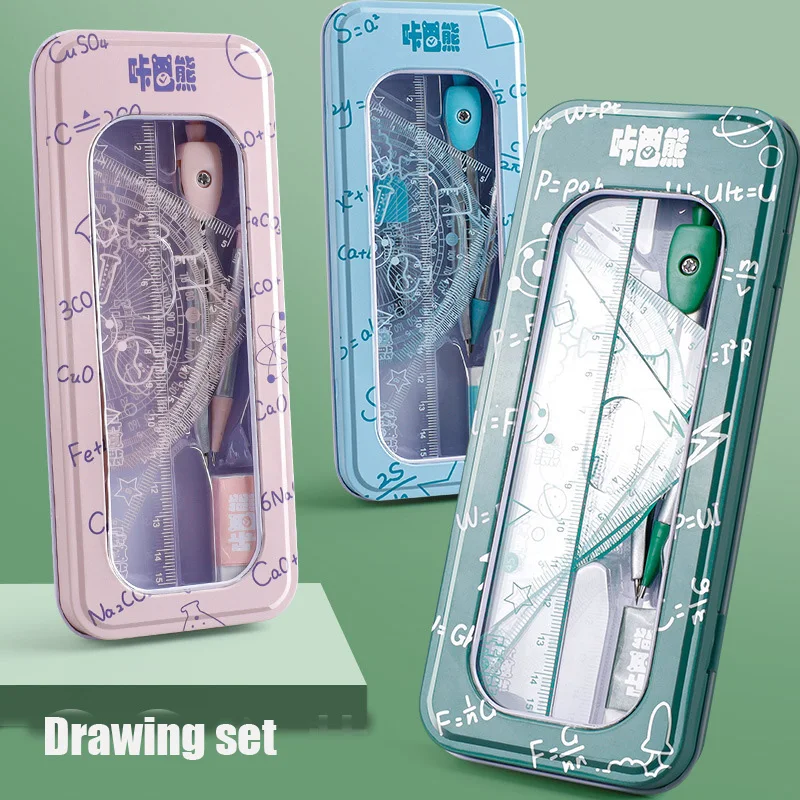 8PCS Drawing Set Compass Ruler Protract Learning Tools Mathematical Stationery Math Drawing Set for Students Drawing Accessories