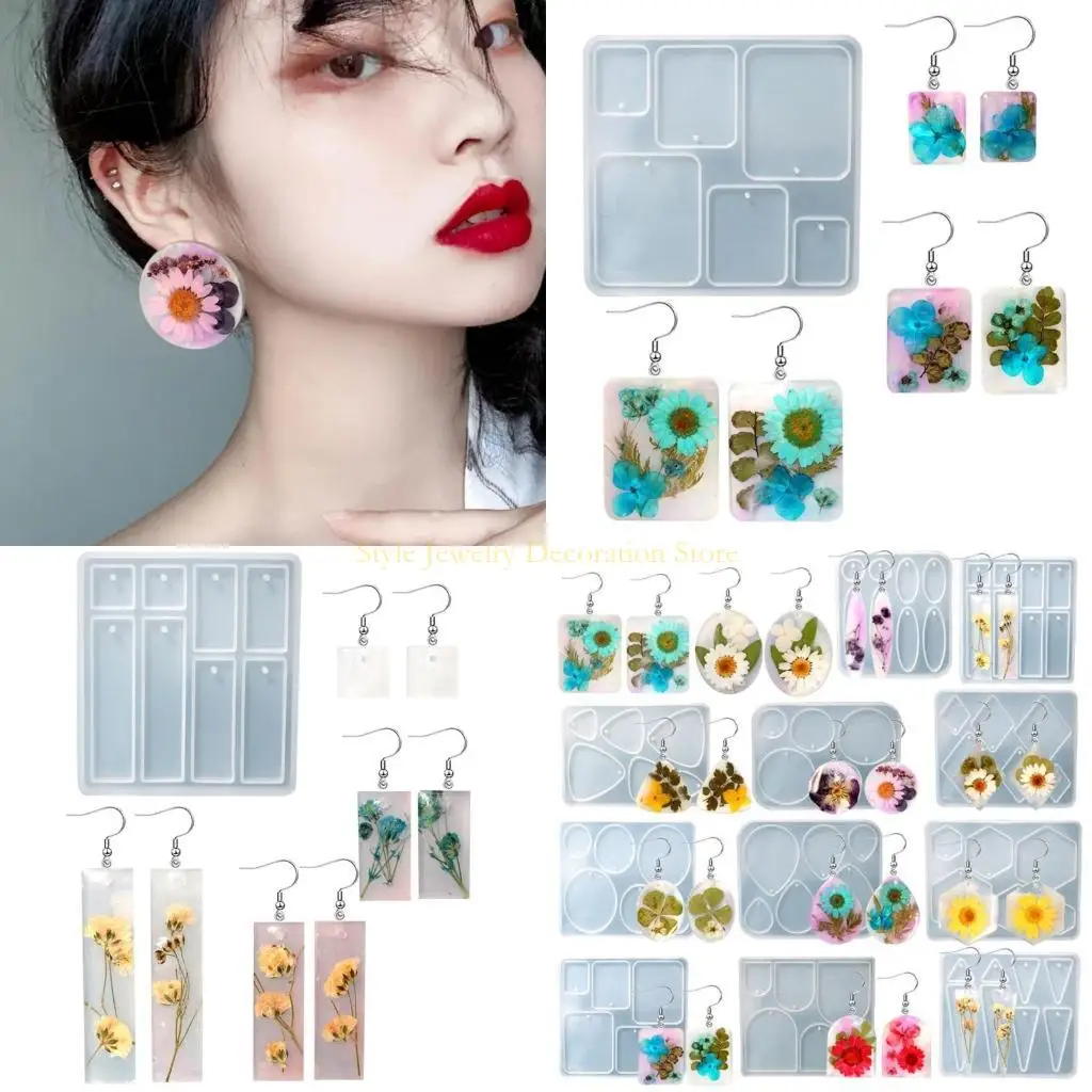 

D46E Earring Resin Mold Round Arch Diamonds Silicone Mold Jewelry Pendant Resin Casting Mold Bracelet Making Crafts