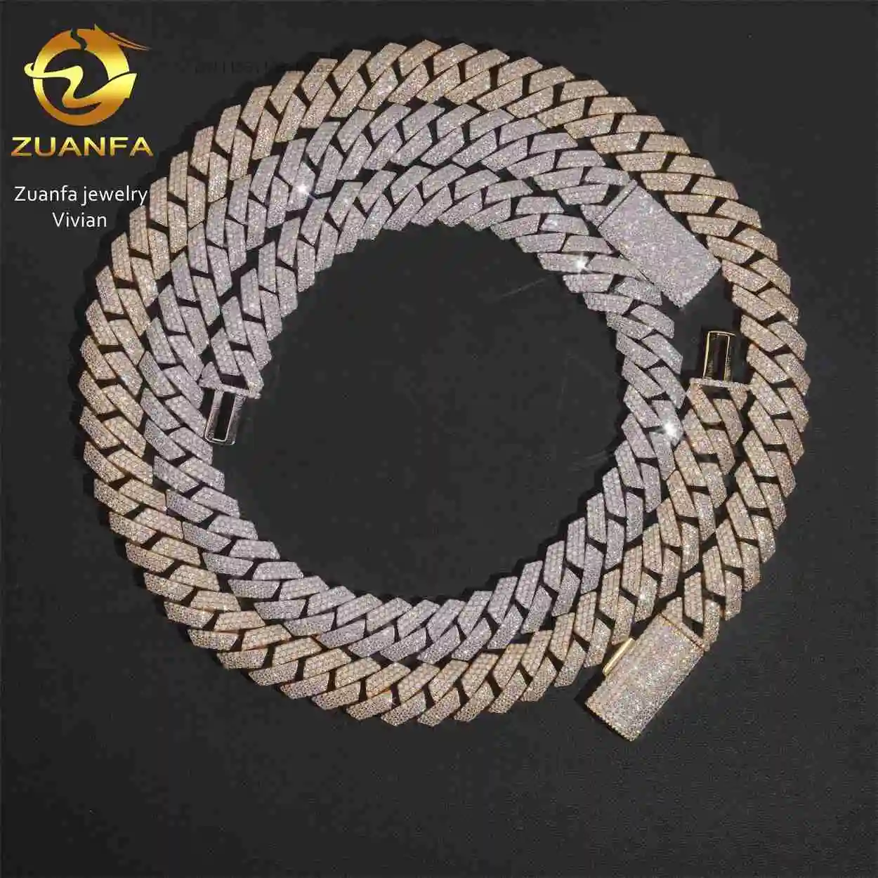 16MM VVS Moissanite diamond Cuban Link Chain 925 Sterling Silver Cuban Link Chain Moissanite Necklace Hip Hop Jewelry，