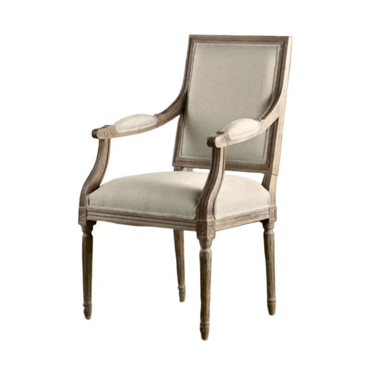 

Household American retro backrest oak chair French European fabric cafe B & B armchair