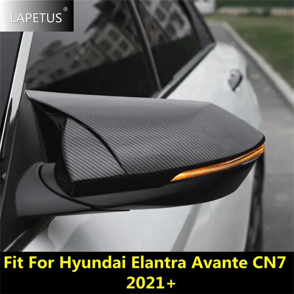 

Auto Door Wing Rearview Mirror Ox Horn Cover Cap Trim For Hyundai Elantra Avante CN7 2021 2022 Black / Carbon Fiber Accessories