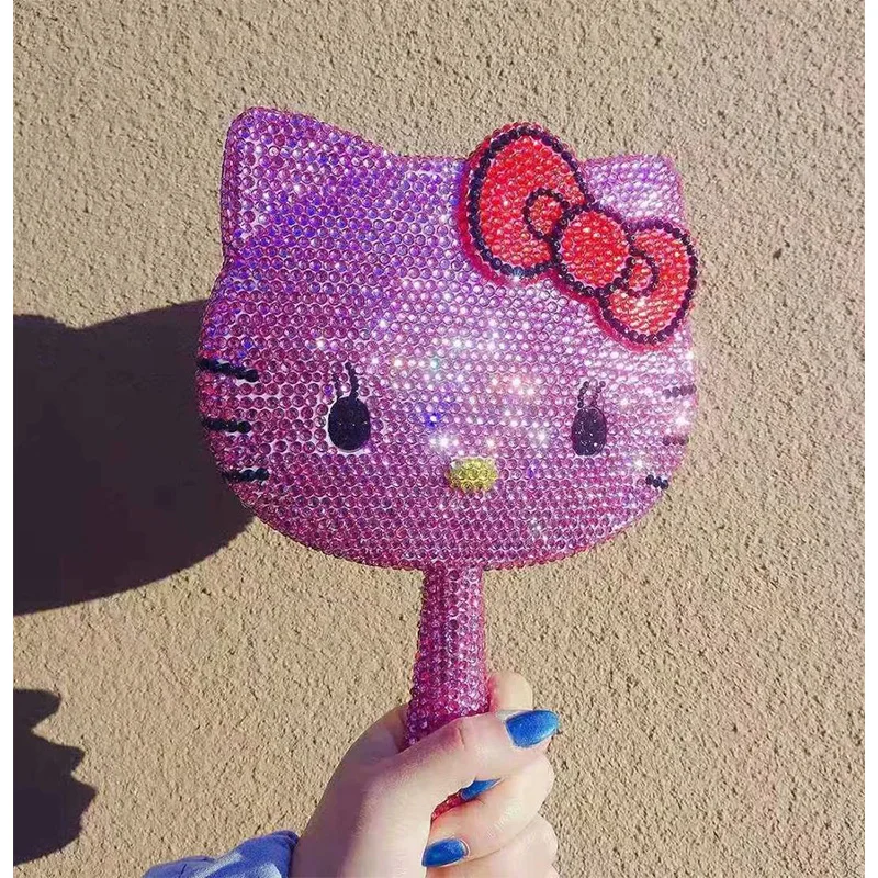 Kawaii Sanrioed Anime Hello Kittys My Melody Fashion Portable Rugged DIY Handheld Vanity Mirror Christmas Birthday Gifts