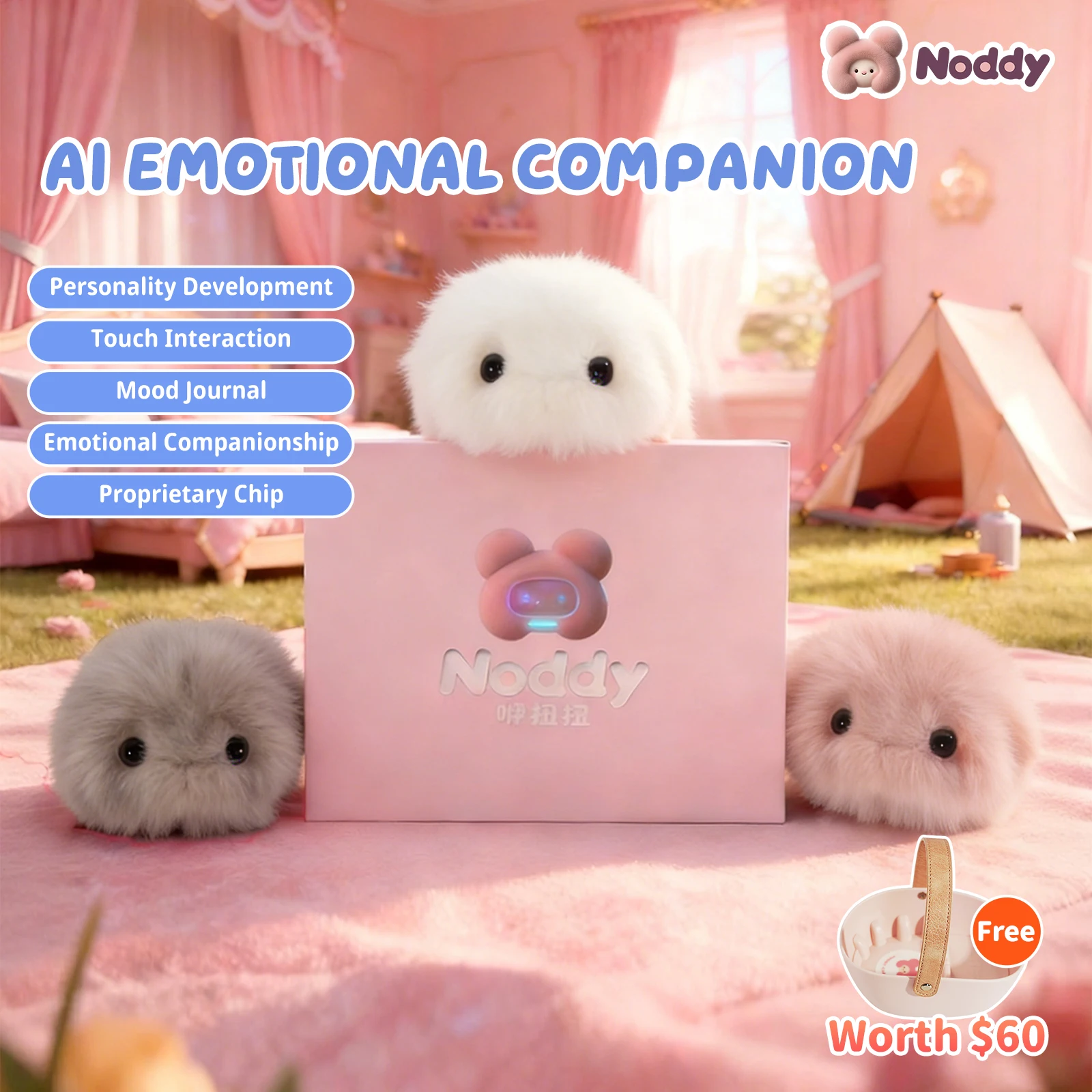 

Interactive Plush Companion AI Robot Pet, Voice Learning Companion with Emotional Interaction, Soft Plush Robot Toy
